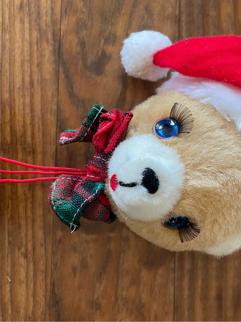 Vintage 80s Christmas Teddy Bear DoorKnober Cover Classic Home Decor Holiday